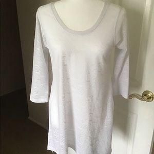 NALLY & MILLIE WHITE LACEY PATTERNED 2 PIECE TUNIC